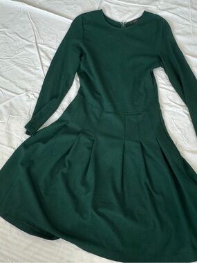 J Crew Green Long Sleeve Knee Length Dress